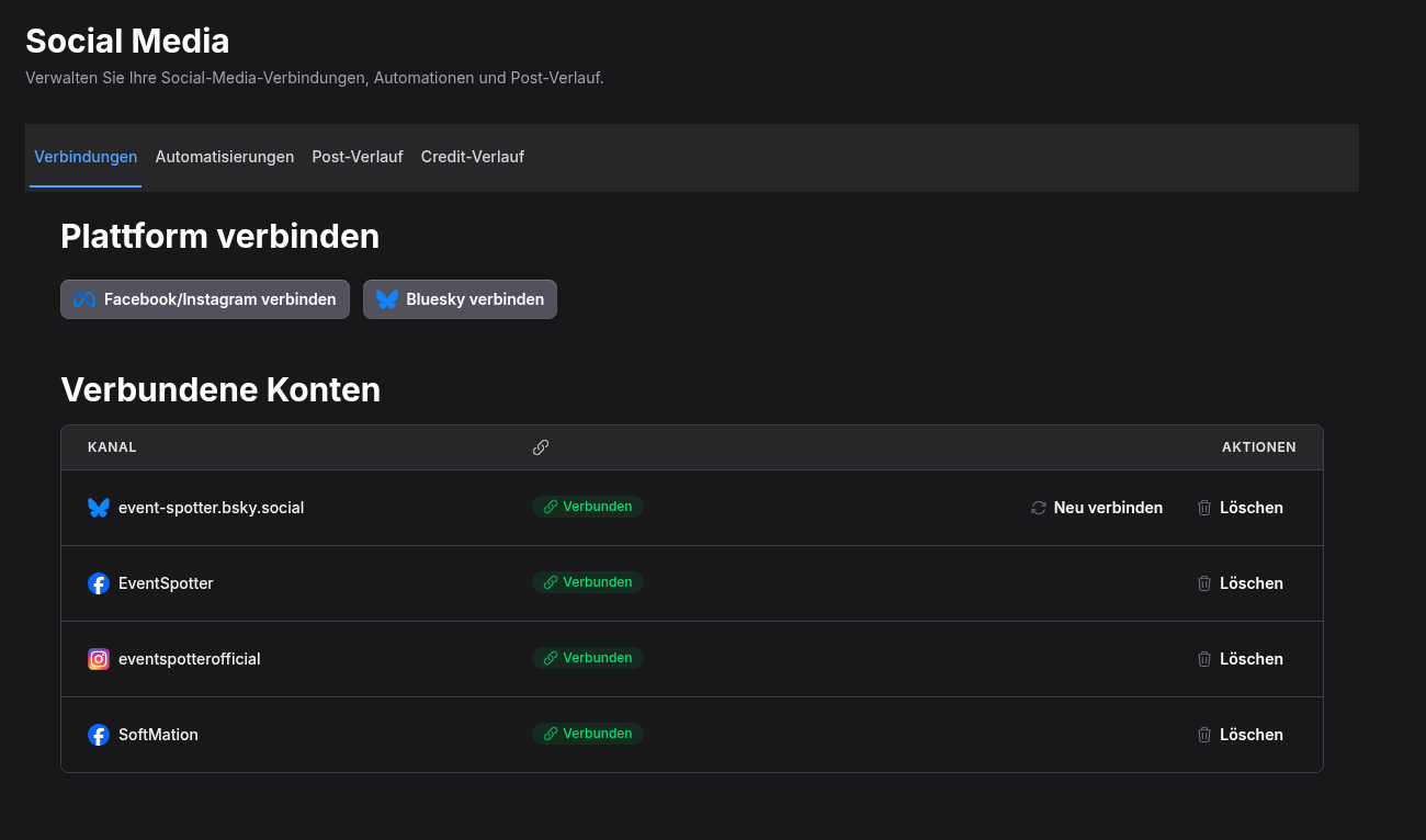 Verbinde deine Social-Media-Konten